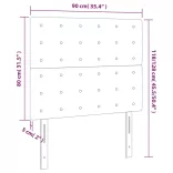 rózsaszín bársony LED-es fejtámla 90x5x118/128 cm
