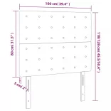 sötétszürke bársony LED-es fejtámla 100x5x118/128 cm