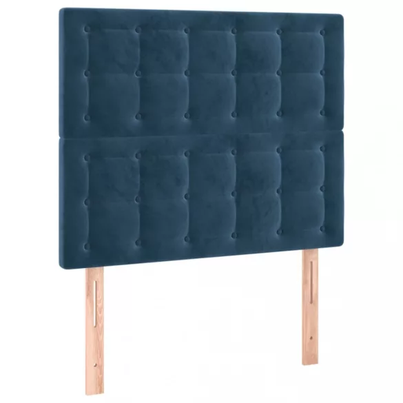 sötétkék bársony LED-es fejtámla 100x5x118/128 cm