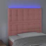 rózsaszín bársony LED-es fejtámla 100x5x118/128 cm
