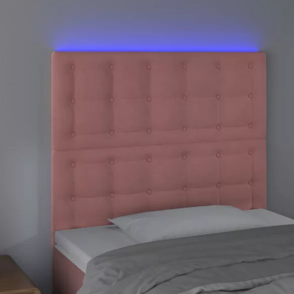 rózsaszín bársony LED-es fejtámla 100x5x118/128 cm
