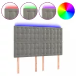 világosszürke bársony LED-es fejtámla 144x5x118/128 cm