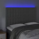 sötétszürke bársony LED-es fejtámla 144x5x118/128 cm