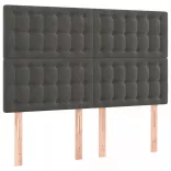 sötétszürke bársony LED-es fejtámla 144x5x118/128 cm