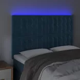 sötétkék bársony LED-es fejtámla 144x5x118/128 cm