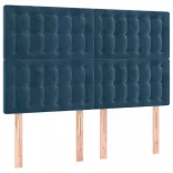 sötétkék bársony LED-es fejtámla 144x5x118/128 cm
