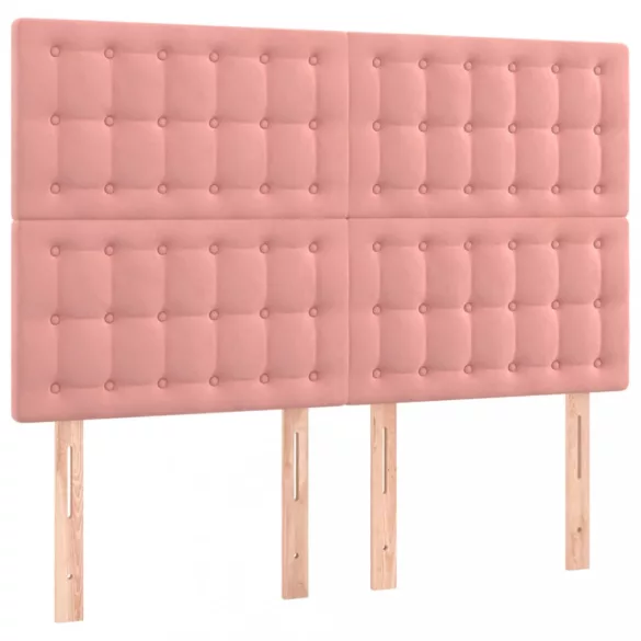 rózsaszín bársony LED-es fejtámla 144x5x118/128 cm