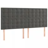 sötétszürke bársony LED-es fejtámla 160x5x118/128 cm