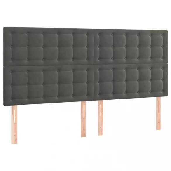 sötétszürke bársony LED-es fejtámla 160x5x118/128 cm