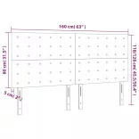 sötétszürke bársony LED-es fejtámla 160x5x118/128 cm