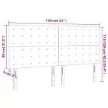 sötétzöld bársony LED-es fejtámla 160x5x118/128 cm
