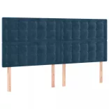 sötétkék bársony LED-es fejtámla 160x5x118/128 cm