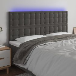 sötétszürke bársony LED-es fejtámla 180x5x118/128 cm