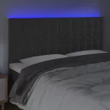 sötétszürke bársony LED-es fejtámla 180x5x118/128 cm