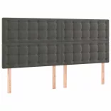 sötétszürke bársony LED-es fejtámla 180x5x118/128 cm
