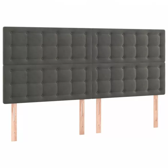sötétszürke bársony LED-es fejtámla 180x5x118/128 cm