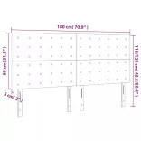 sötétszürke bársony LED-es fejtámla 180x5x118/128 cm