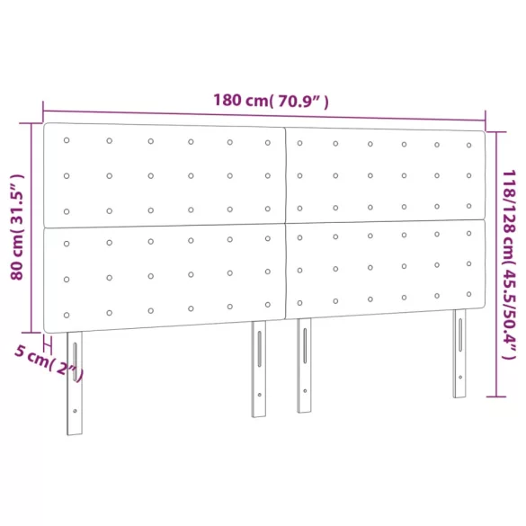 sötétkék bársony LED-es fejtámla 180x5x118/128 cm