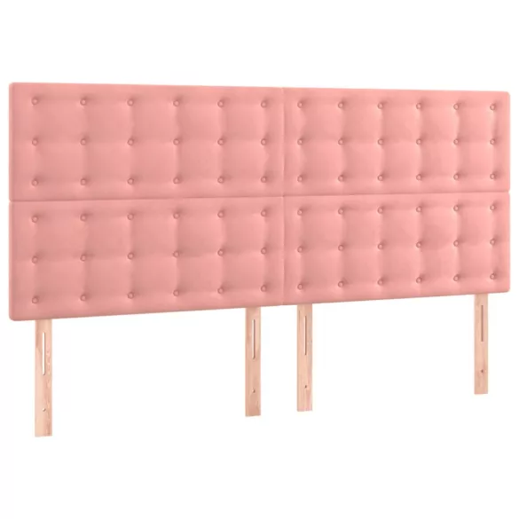 rózsaszín bársony LED-es fejtámla 180x5x118/128 cm