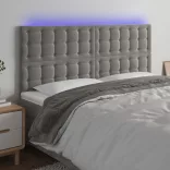 világosszürke bársony LED-es fejtámla 200x5x118/128 cm