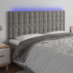 világosszürke bársony LED-es fejtámla 200x5x118/128 cm