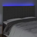 sötétszürke bársony LED-es fejtámla 200x5x118/128 cm