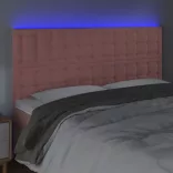 rózsaszín bársony LED-es fejtámla 200x5x118/128 cm