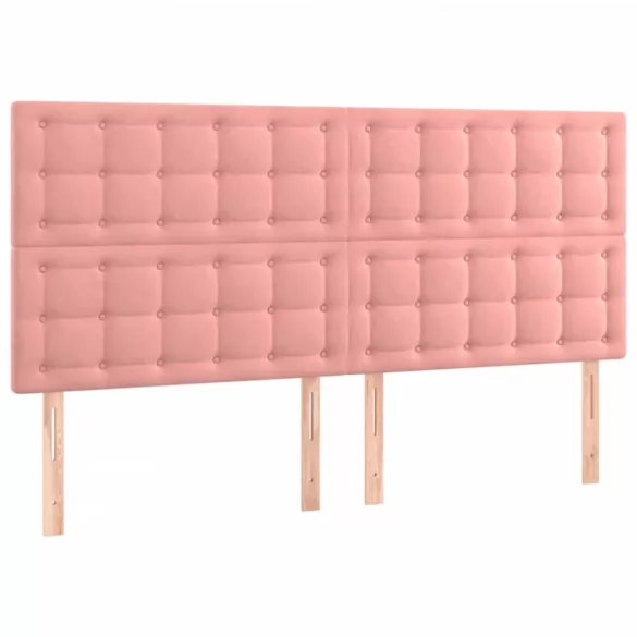 rózsaszín bársony LED-es fejtámla 200x5x118/128 cm