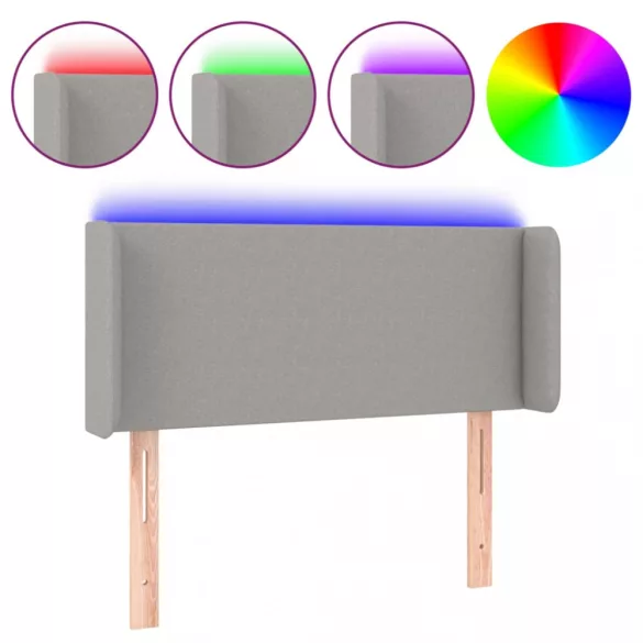 világosszürke szövet LED-es fejtámla 83 x 16 x 78/88 cm
