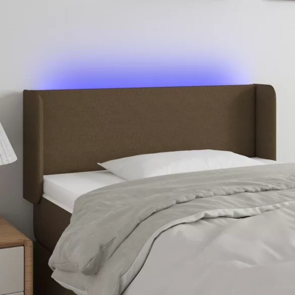 sötétbarna szövet LED-es fejtámla 83 x 16 x 78/88 cm