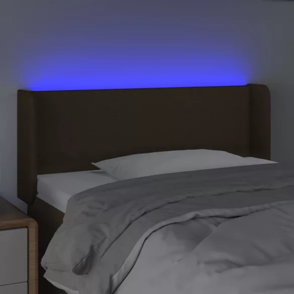 sötétbarna szövet LED-es fejtámla 83 x 16 x 78/88 cm