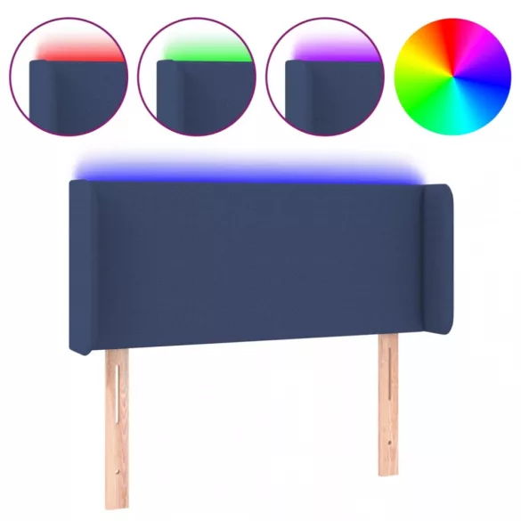 kék szövet LED-es fejtámla 83 x 16 x 78/88 cm