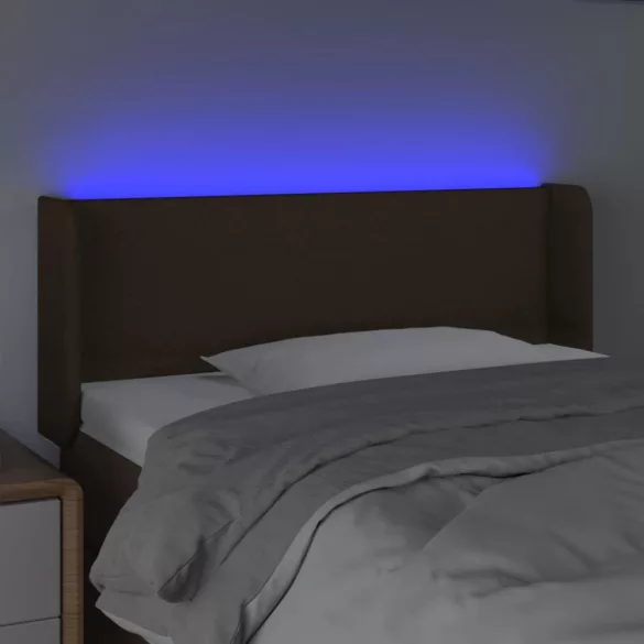 sötétbarna szövet LED-es fejtámla 93 x 16 x 78/88 cm