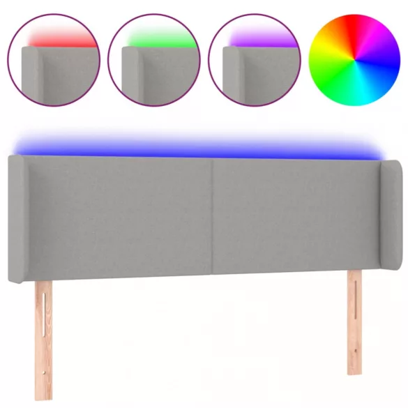 világosszürke szövet LED-es fejtámla 147 x 16 x 78/88 cm