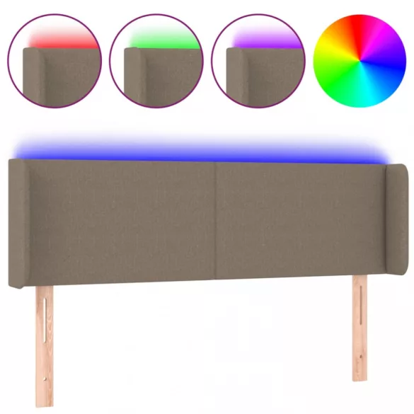 tópszínű szövet LED-es fejtámla 147 x 16 x 78/88 cm