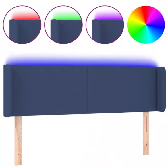 kék szövet LED-es fejtámla 147 x 16 x 78/88 cm