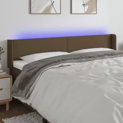 sötétbarna szövet LED-es fejtámla 163 x 16 x 78/88 cm