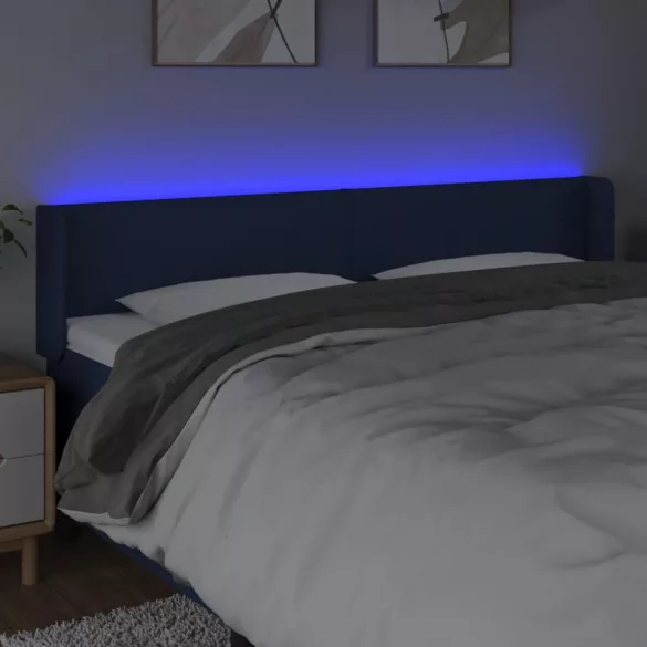 kék szövet LED-es fejtámla 163 x 16 x 78/88 cm