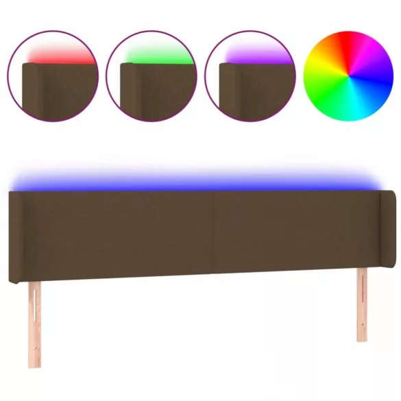 sötétbarna szövet LED-es fejtámla 183 x 16 x 78/88 cm