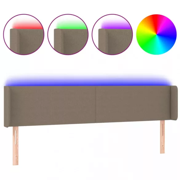 tópszínű szövet LED-es fejtámla 183 x 16 x 78/88 cm