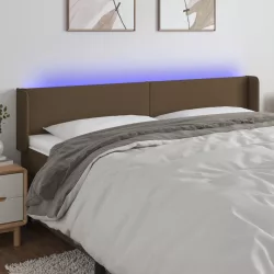 sötétbarna szövet LED-es fejtámla 203 x 16 x 78/88 cm