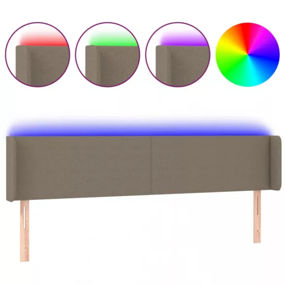 tópszínű szövet LED-es fejtámla 203 x 16 x 78/88 cm