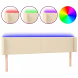 krémszínű szövet LED-es fejtámla 203 x 16 x 78/88 cm