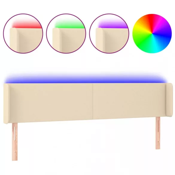 krémszínű szövet LED-es fejtámla 203 x 16 x 78/88 cm