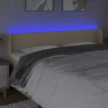 krémszínű szövet LED-es fejtámla 203 x 16 x 78/88 cm