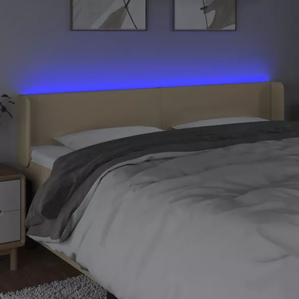 krémszínű szövet LED-es fejtámla 203 x 16 x 78/88 cm