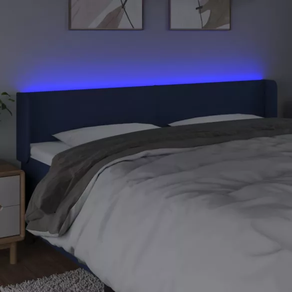 kék szövet LED-es fejtámla 203 x 16 x 78/88 cm