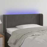 sötétszürke bársony LED-es fejtámla 83 x 16 x 78/88 cm