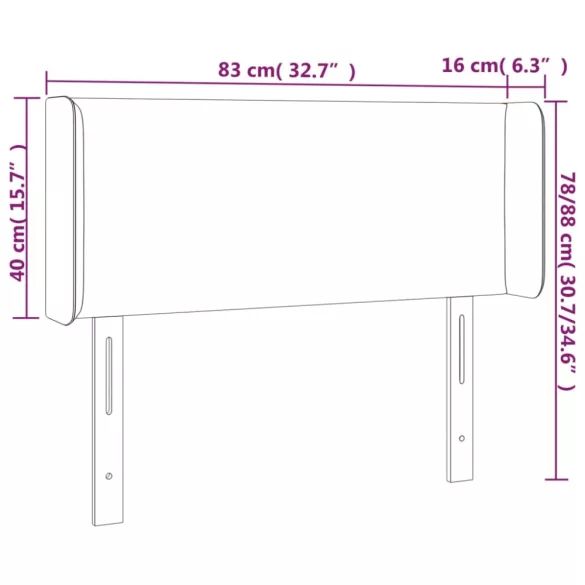 sötétzöld bársony LED-es fejtámla 83 x 16 x 78/88 cm