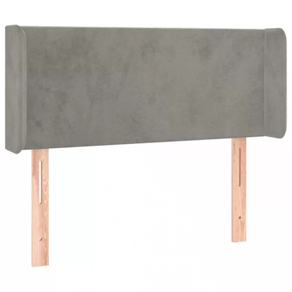 világosszürke bársony LED-es fejtámla 93 x 16 x 78/88 cm